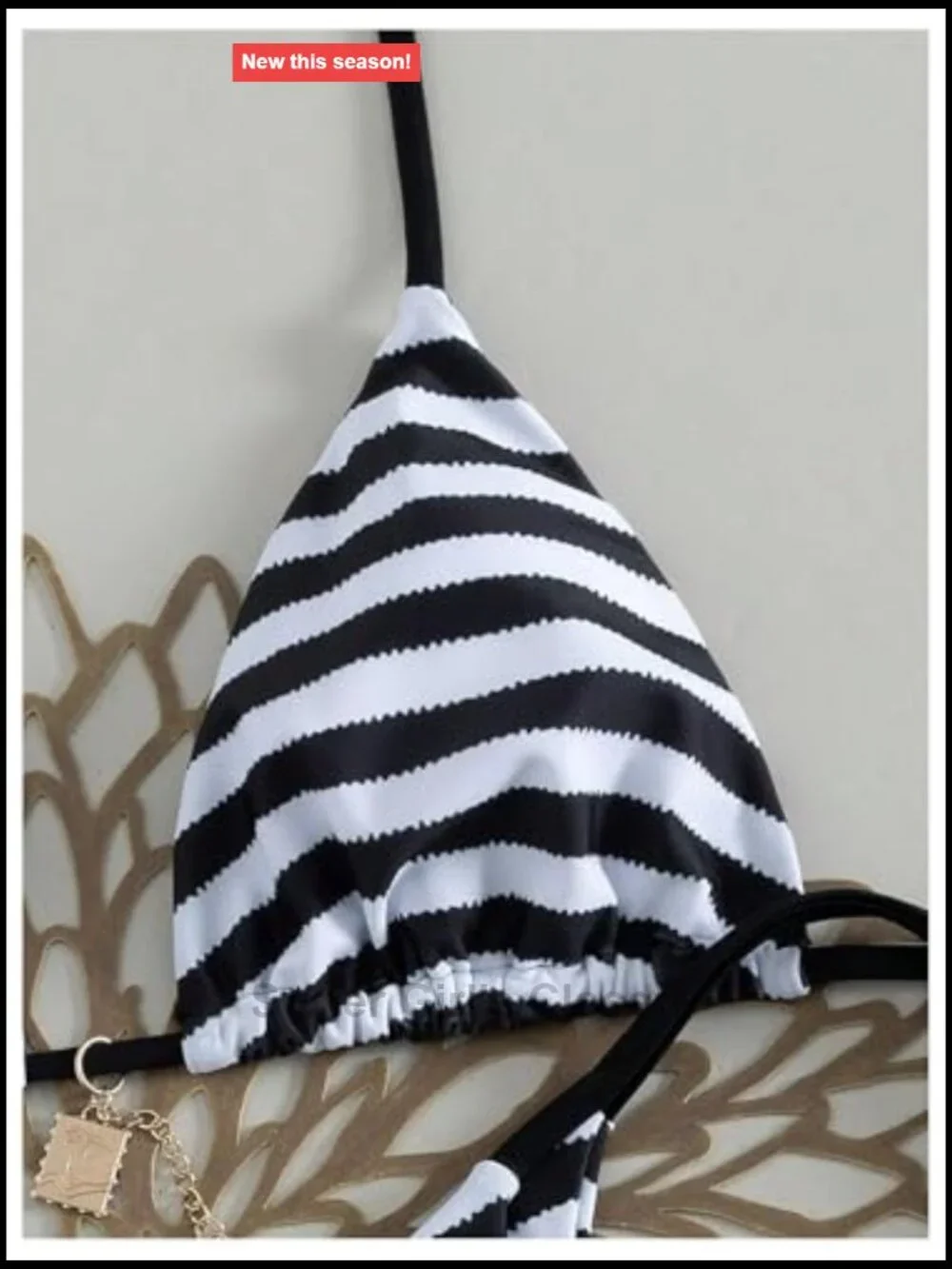 Striped Halter String Triangle Bikini Set Tie Side Bathing Suit